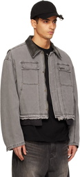 We11done Gray Cut-Out Work Jacket