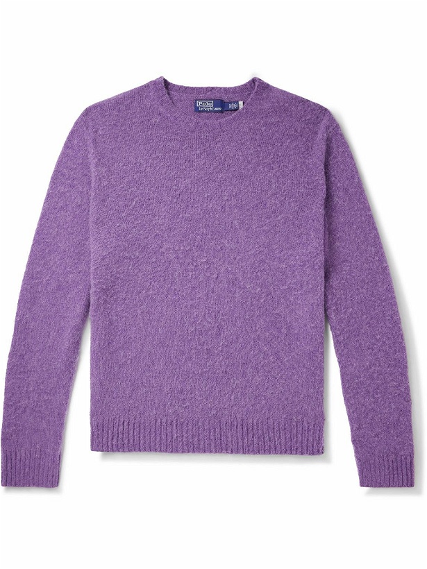 Photo: Polo Ralph Lauren - Suede-Trimmed Wool and Cashmere-Blend Sweater - Purple