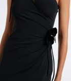 Coperni Floral-appliqué asymmetric cocktail dress
