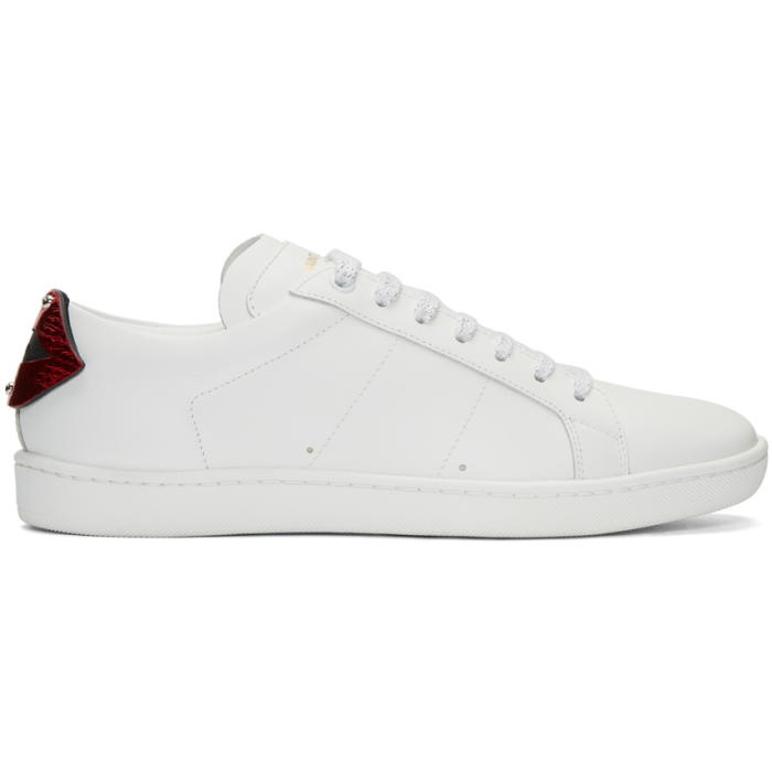 Photo: Saint Laurent White and Red Court Classic SL-01 Lips Sneakers 
