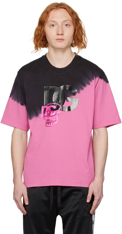 Photo: Dolce & Gabbana Black & Pink Tie-Dye T-Shirt