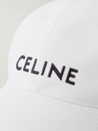 CELINE - Logo-Embroidered Cotton-Gabardine Baseball Cap - White