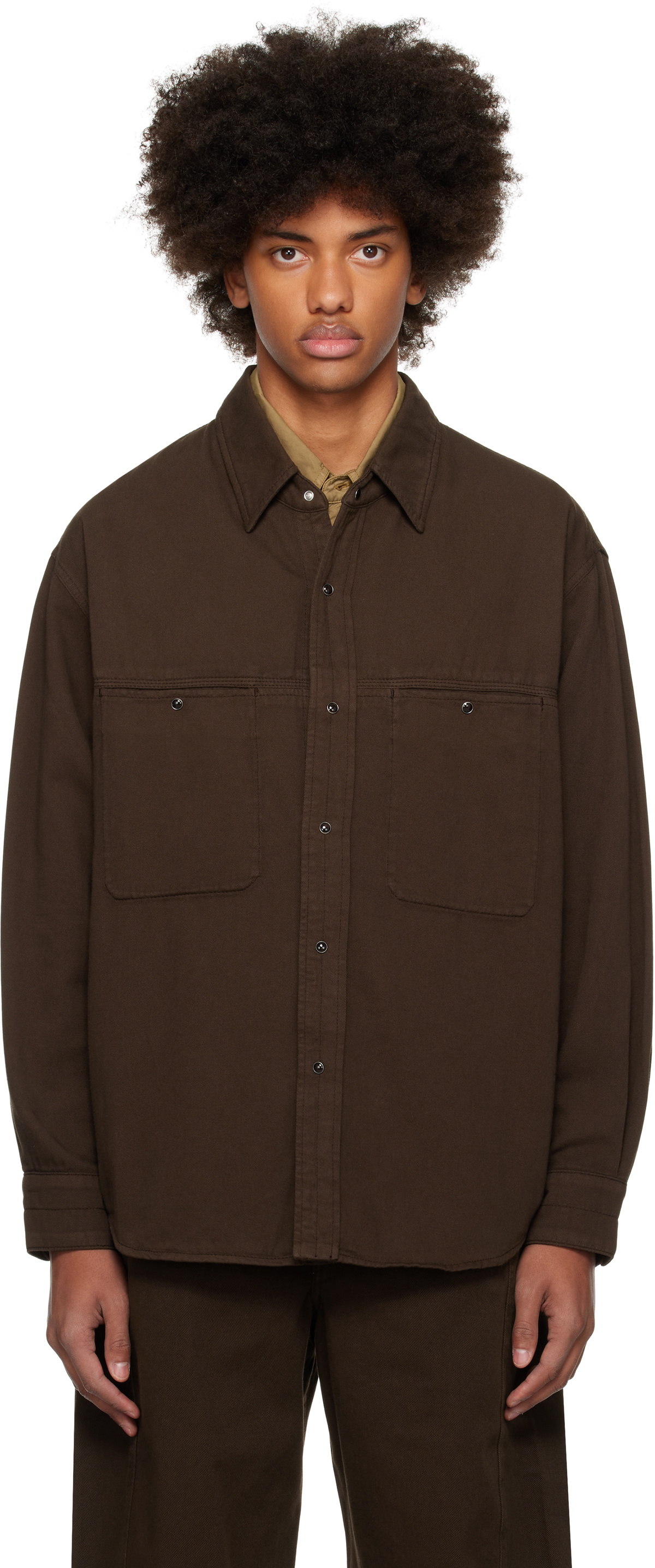 LEMAIRE Brown Snaps Denim Shirt Lemaire