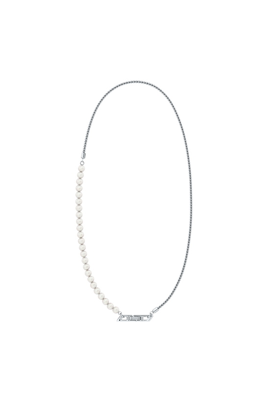 Photo: Diesel Sterling silver and pearl chain necklace - Necklaces - Unisex - Silver