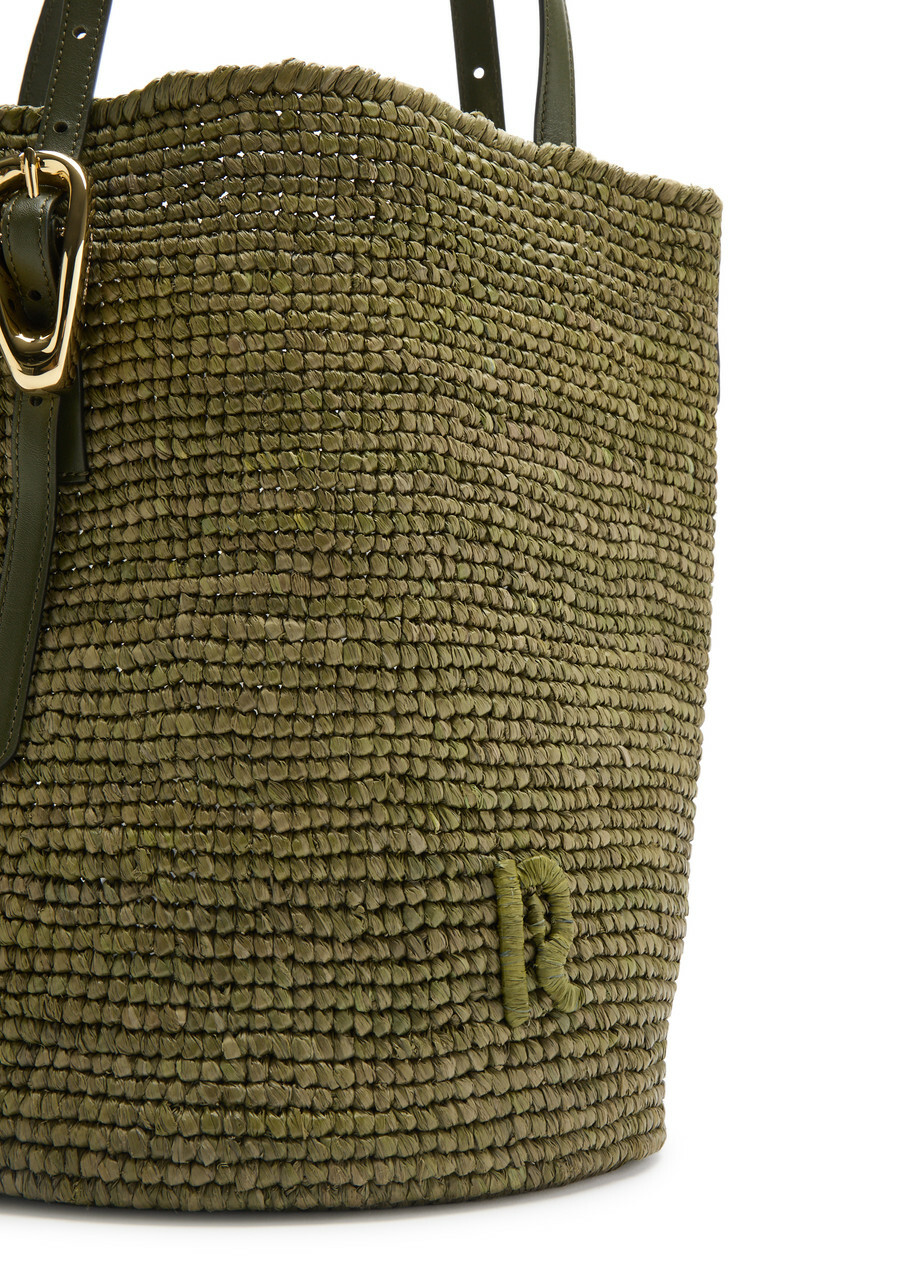 Rabanne Logo Raffia Tote - Khaki - One Size