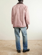 Auralee - Leather-Trimmed Garment-Dyed Organic Cotton-Canvas Jacket - Red