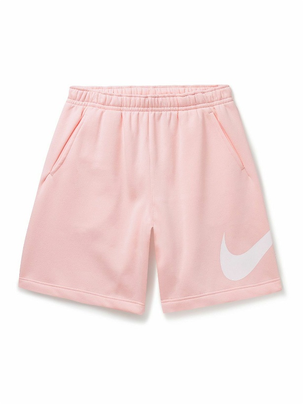 Photo: Nike - Sportswear Club Wide-Leg Logo-Print Cotton-Blend Jersey Shorts - Pink