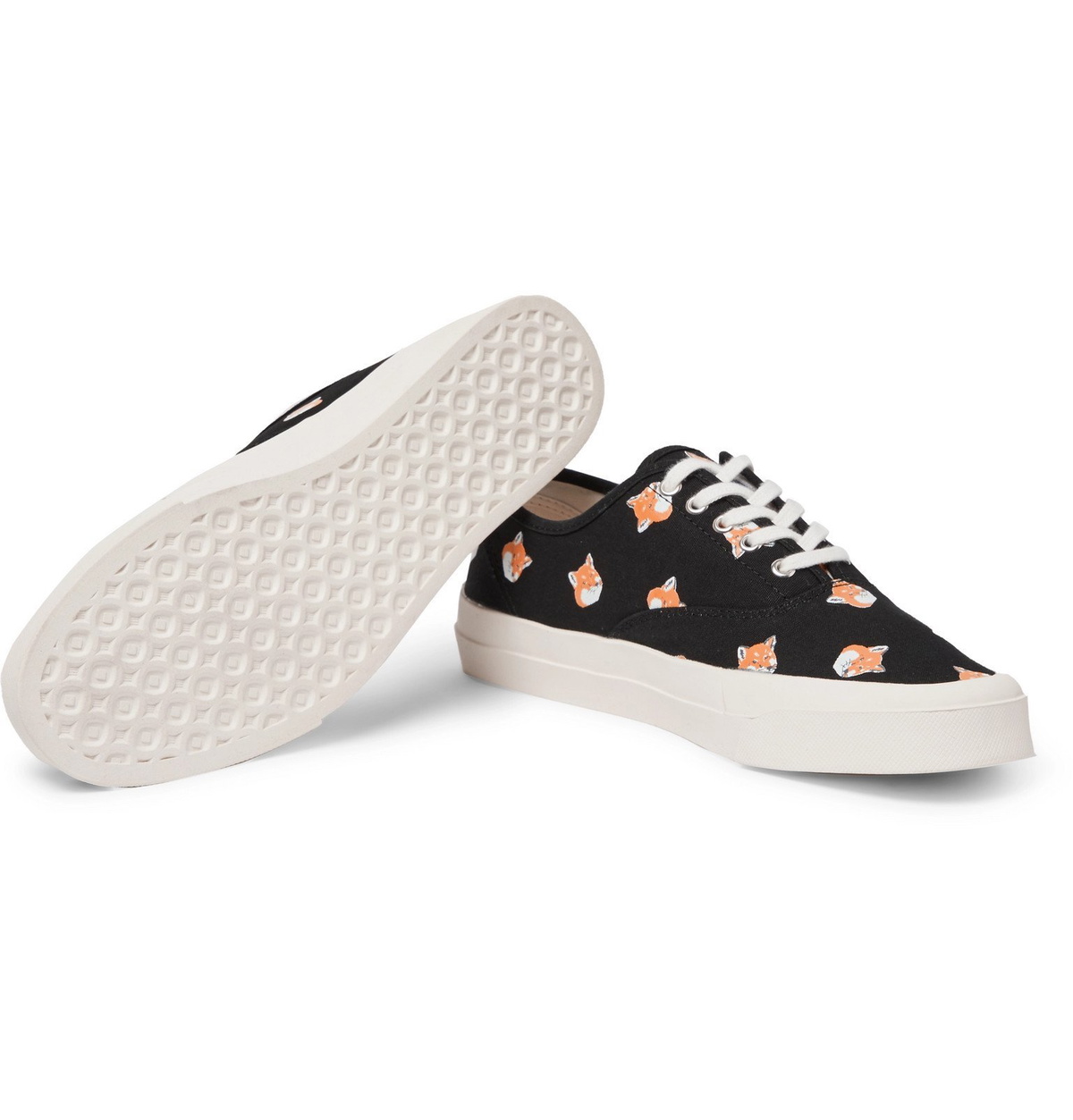 Maison Kitsuné - Logo-Print Canvas Sneakers - Black Maison Kitsune