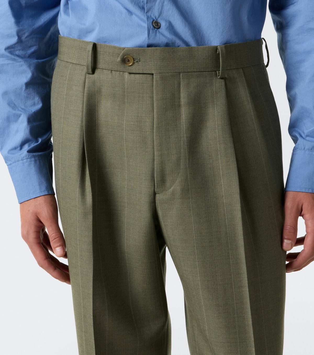 Auralee Chalk stripe wool straight pants
