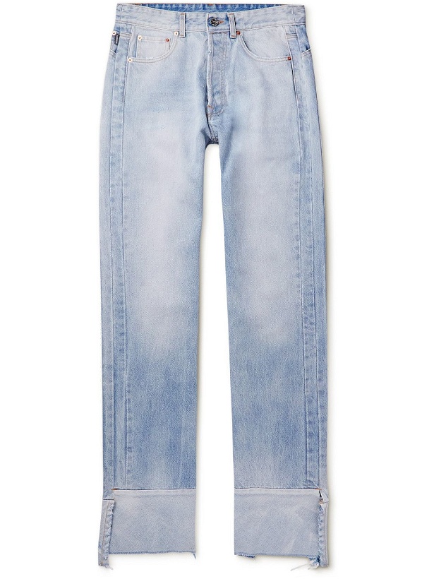 Photo: VETEMENTS - Bootcut Distressed Jeans - Blue