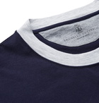 Brunello Cucinelli - Slim-Fit Logo-Embroidered Striped Cotton-Jersey T-Shirt - Blue