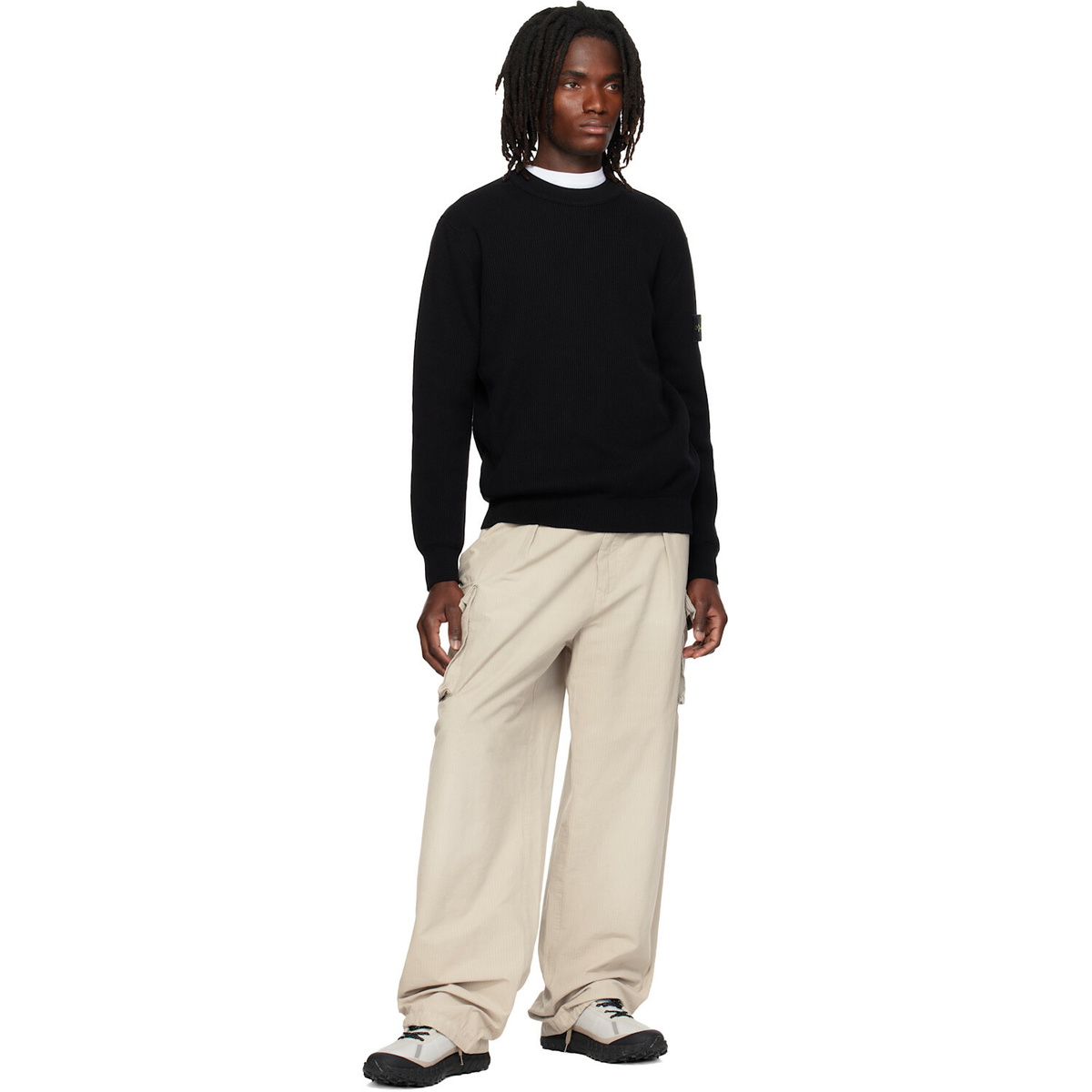 Stone Island Black 5100154 Ribbed Soft Organic Cotton Sweater
