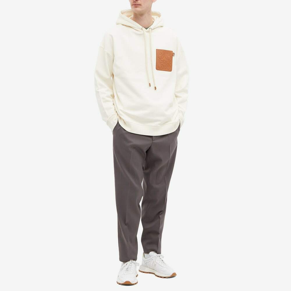 Loewe Men's Anagram Leather Patch Hoody in White Ash Loewe