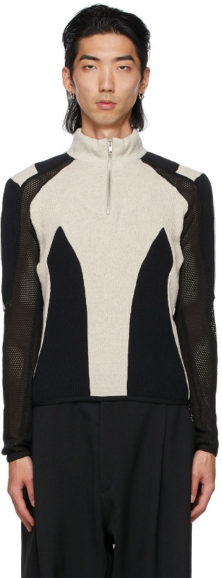 Photo: GmbH Black & Grey Paneled Atris Zip-Up Sweater