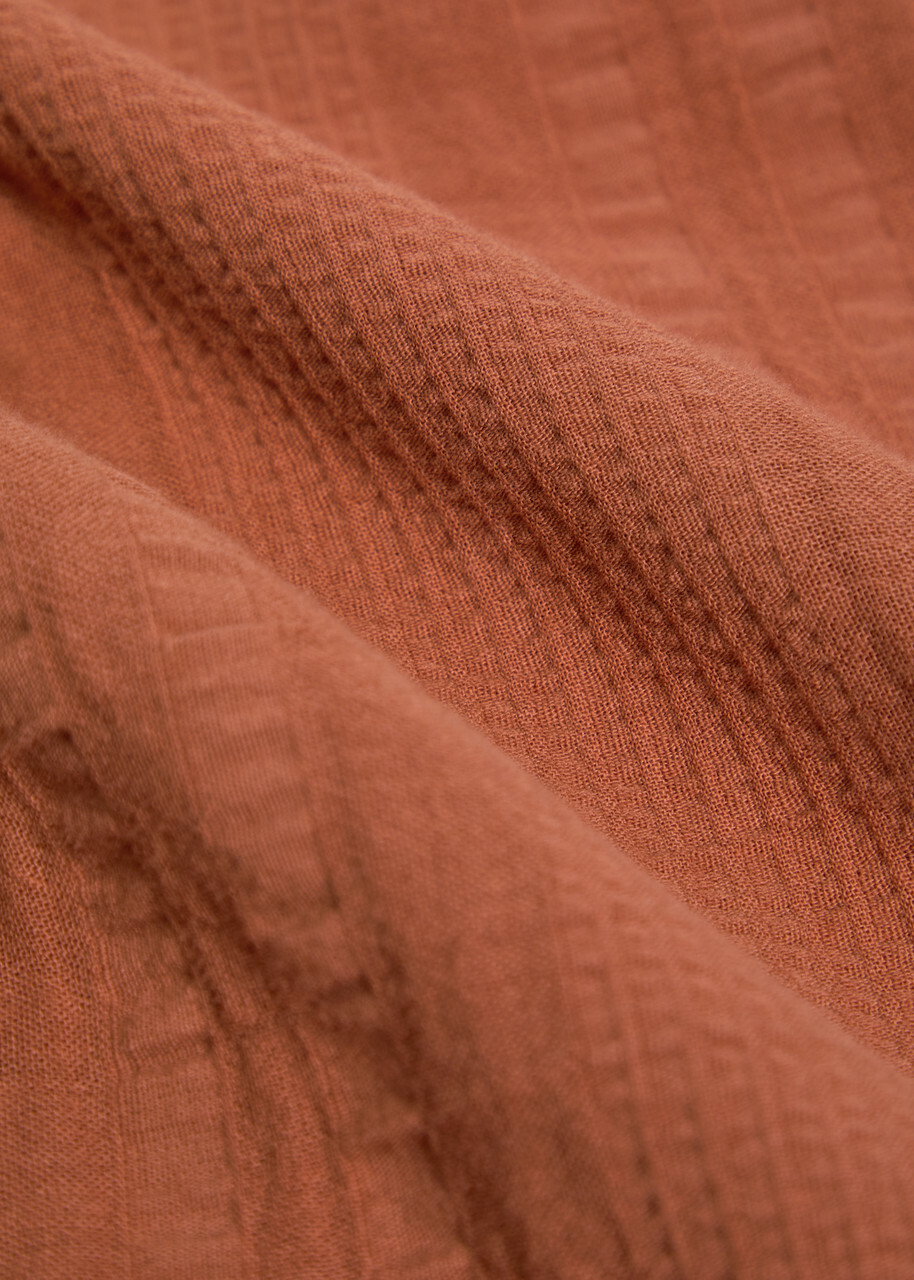Wax London Didcot Seersucker Shirt Orange