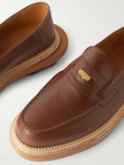 J.M. Weston - Sacai Embellished Leather Loafers - Brown