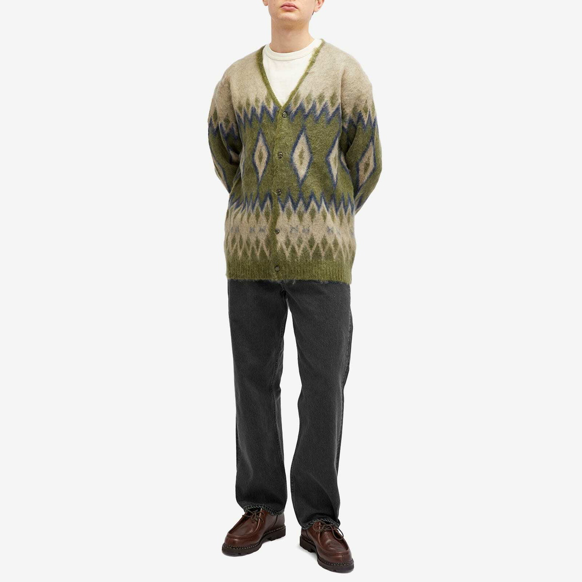 Needles Diamond Mohair Cardigan in Olive Needles