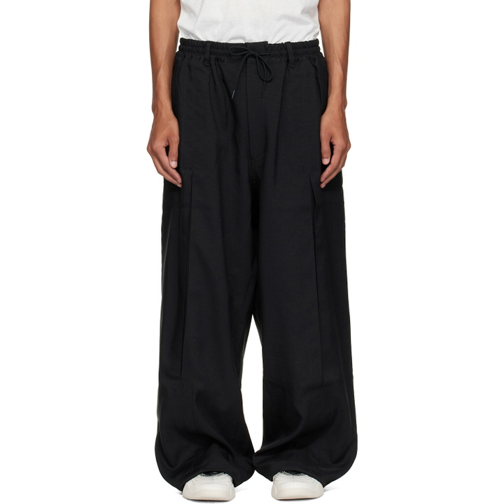 Photo: Y-3 Black Sport Uniform Box Pleated Trousers
