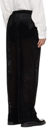 LGN Louis Gabriel Nouchi Black Devored Stripes Large Pleats Trousers