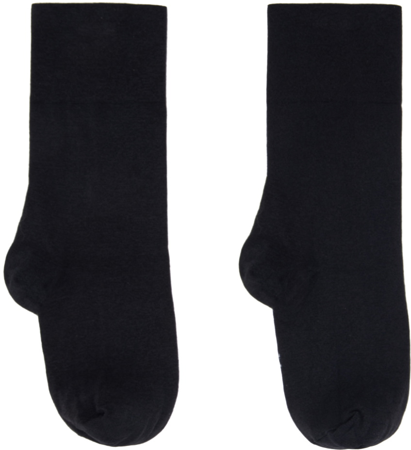 Wolford Black Cotton Velvet Socks Wolford