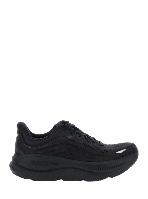 Photo: Hoka bondi 9 Black Low Top Sneakers With Maxi Logo Lettering On The Side In Tech Fabric Unisex