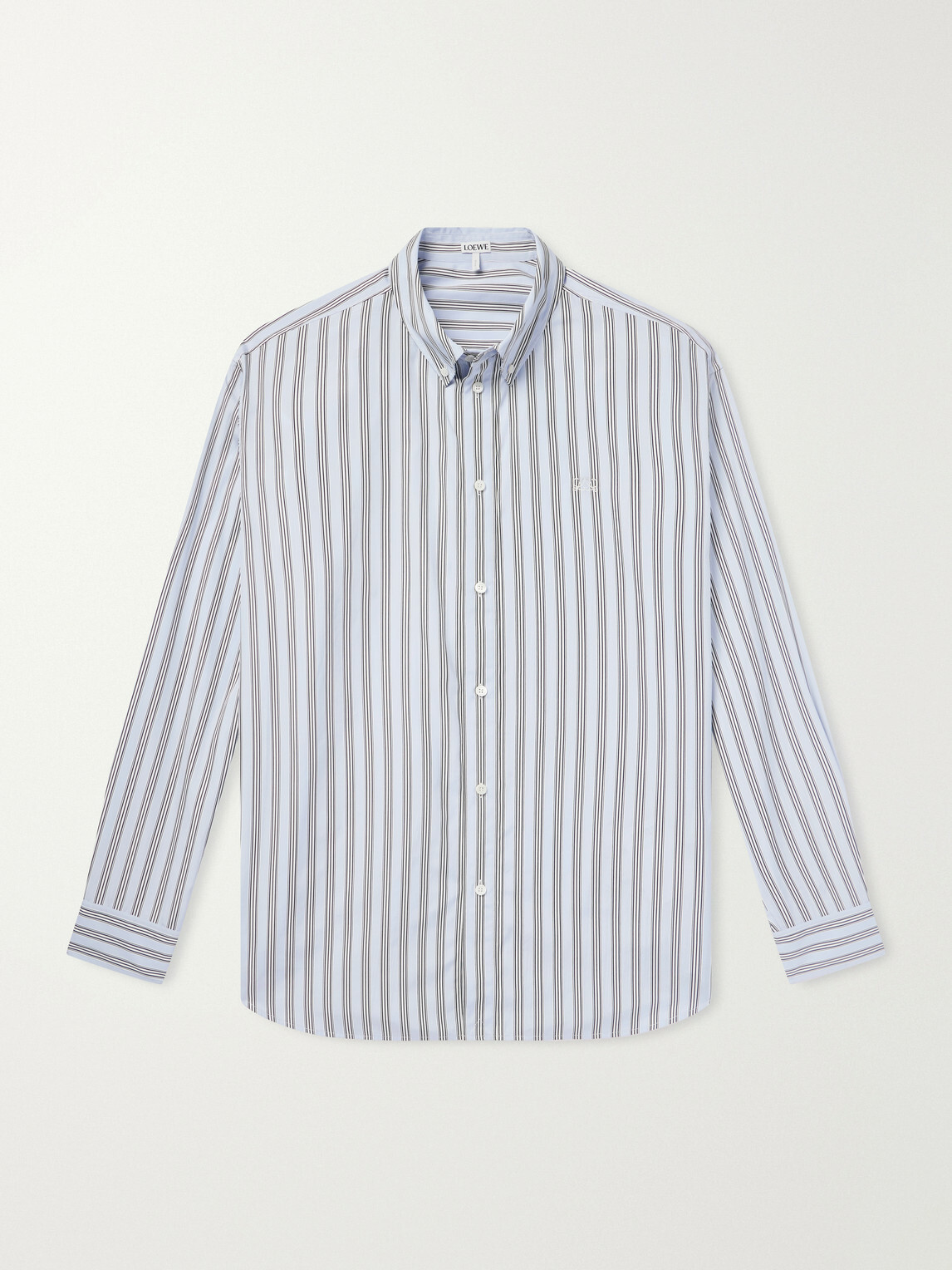 LOEWE - Striped Cotton-Poplin Shirt - Blue