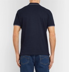 Brunello Cucinelli - Slim-Fit Contrast-Tipped Cotton-Piqué Polo Shirt - Men - Navy