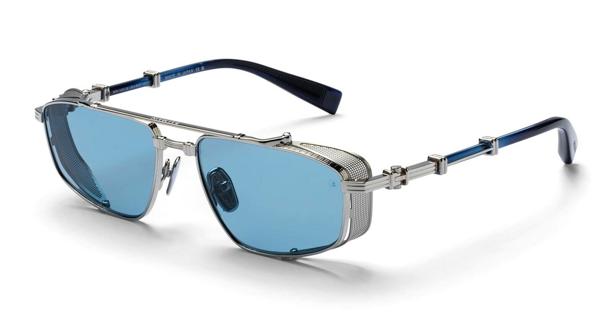 Balmain Black and Silver Sunglasses Balmain Sergeant - black rhodium / leather black – Mondello 1962 main image 3