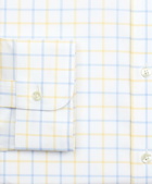 Brooks Brothers Men's Stretch Regent Regular-Fit Dress Shirt, Non-Iron Poplin English Collar Double-Grid Check | Yellow
