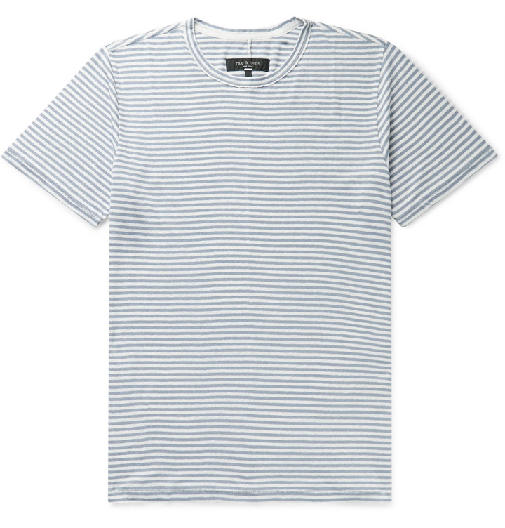 Photo: rag & bone - Classic Air Striped Linen-Blend T-Shirt - Blue