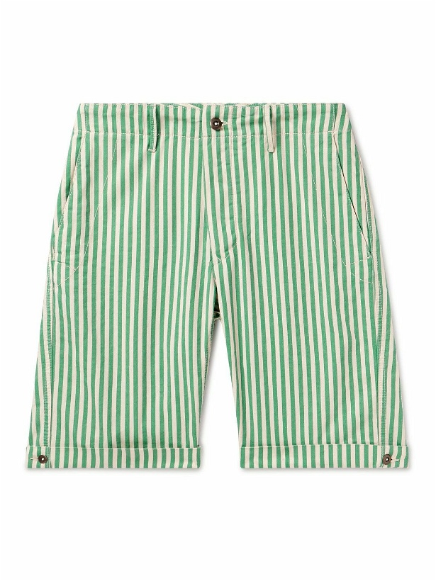 Photo: Incotex - Striped Straight-Leg Cotton Bermuda Shorts - Green