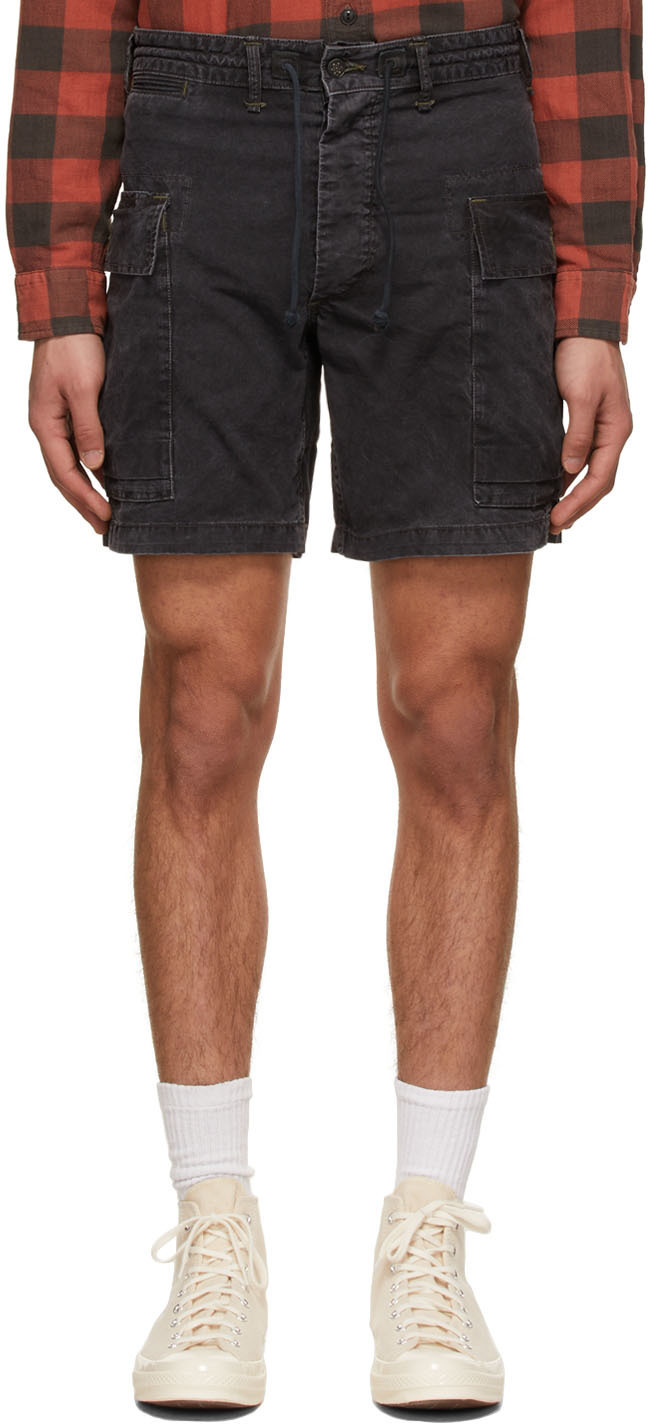 RRL Black Infantry Cargo Shorts RRL