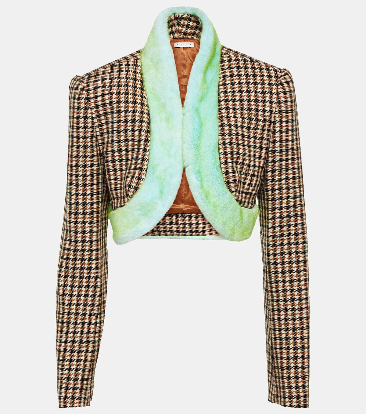 Area Cropped faux fur-trimmed jacket