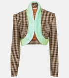 Area Cropped faux fur-trimmed jacket