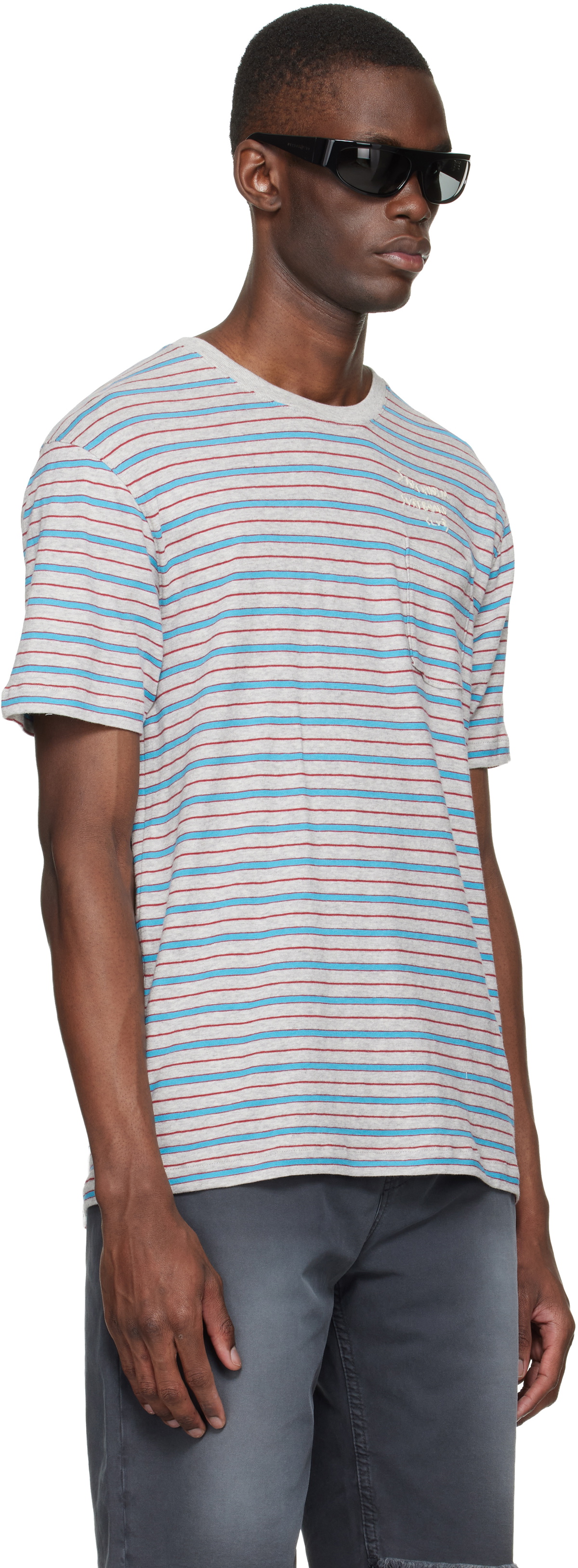 Stockholm (Surfboard) Club Gray & Blue Striped T-shirt