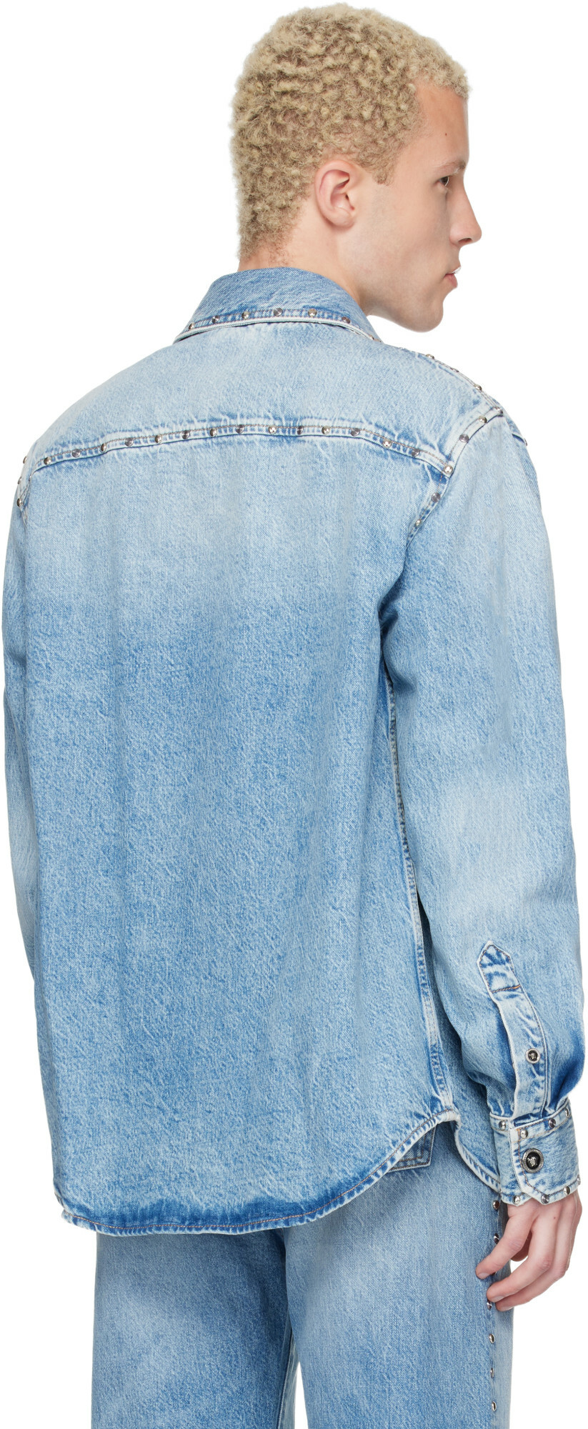 Versace Blue Studded Denim Shirt