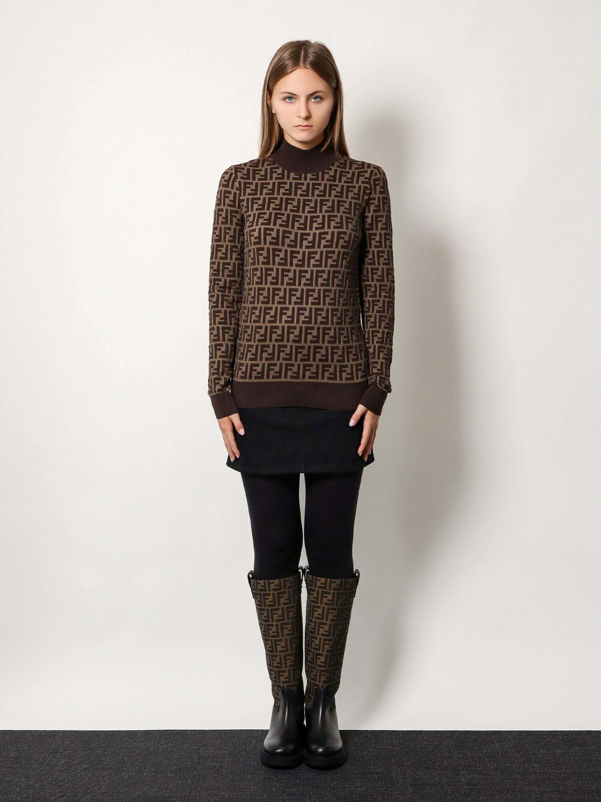 新品タグ付き FENDI RIBBED TURTLENECK SWEATER Fendi - Wool turtleneck sweater black - The Corner