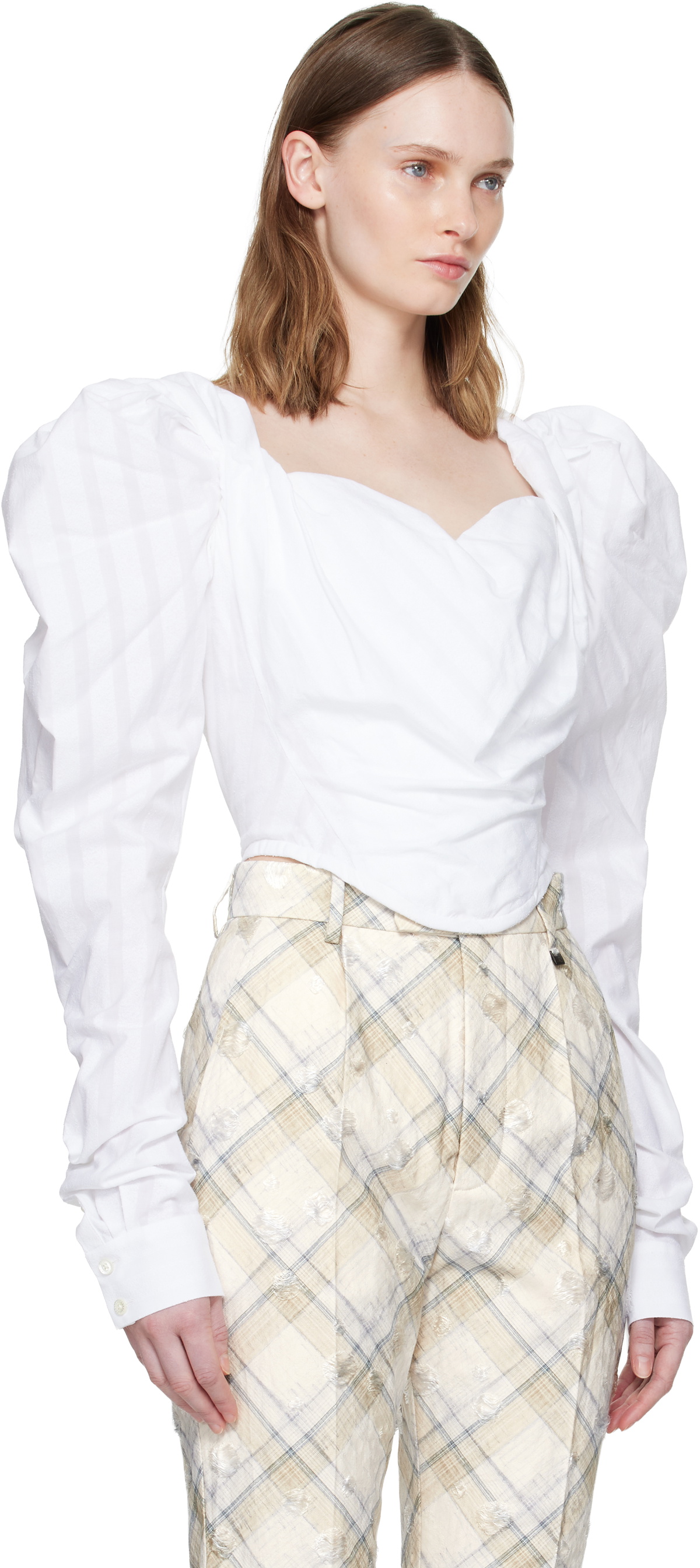 Vivienne Westwood White LS Sunday Corset Blouse