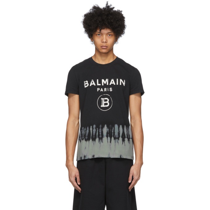 Photo: Balmain Black Tie-Dye Logo T-Shirt