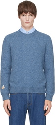 Valentino Blue Wool Embroidered Butterfly Patch Sweater