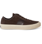 TOM FORD - Cambridge Leather-Trimmed Suede Sneakers - Brown