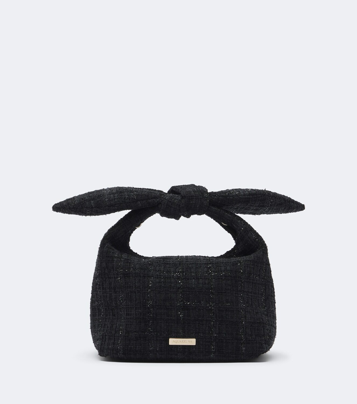 Aquazzura Bow Tie Mini tweed top-handle bag