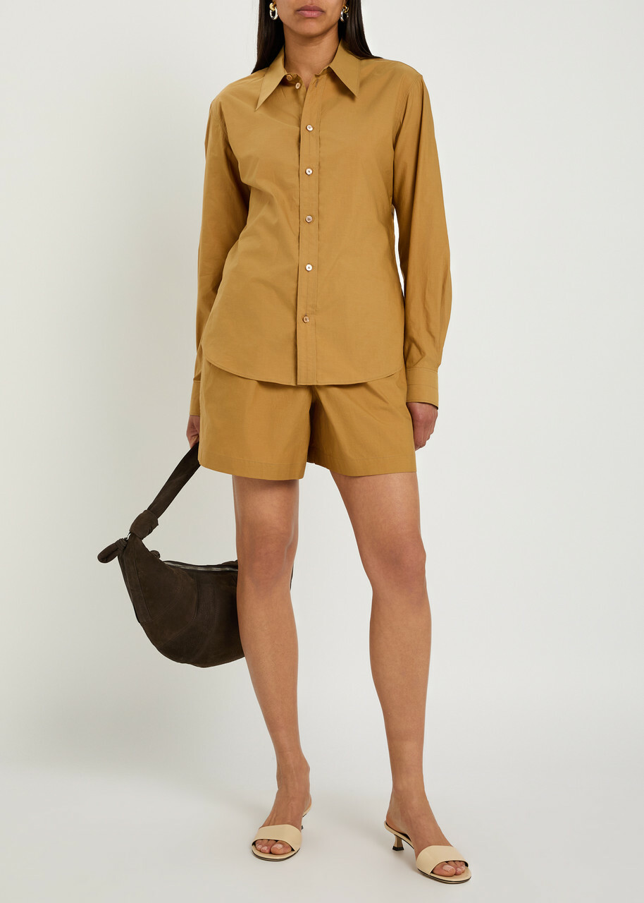 Lemaire Cotton and Silk-blend Boxer Shorts Light Brown