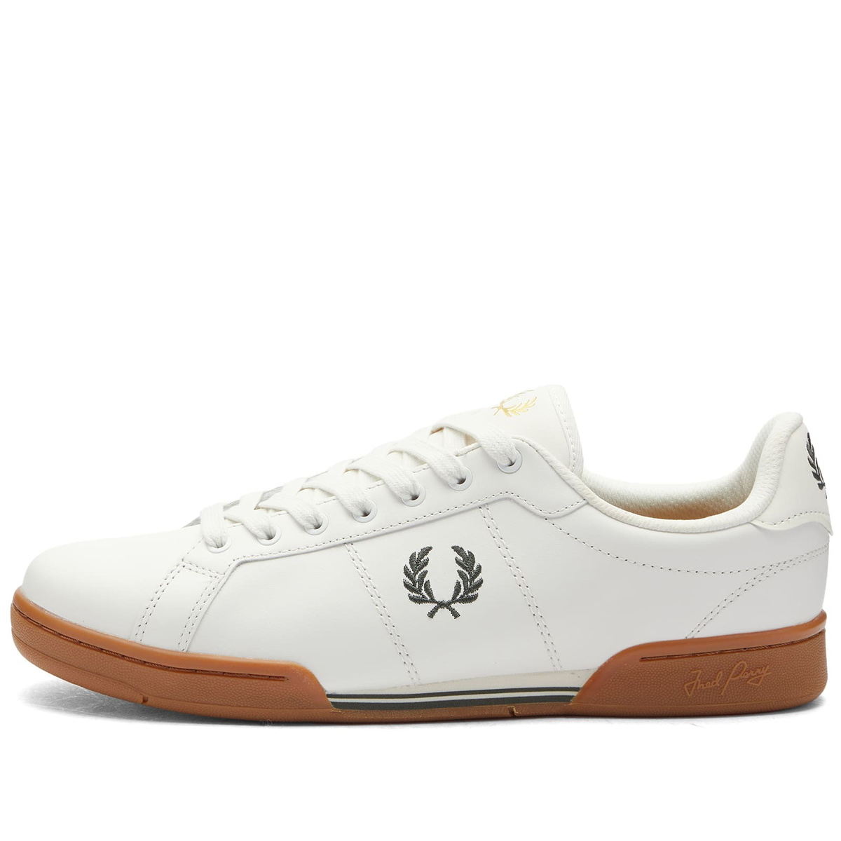 Fred Perry Men's B722 Leather Sneakers in Snow White/Field Grey Fred Perry