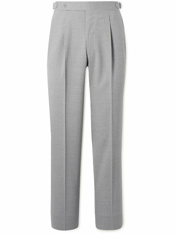 Photo: Stòffa - Tapered Pleated Wool Trousers - Gray