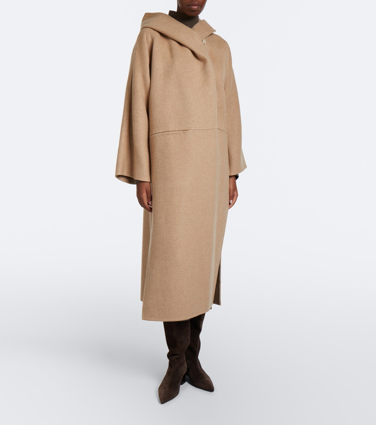 Max Mara Hooded camel hair and mohair coat