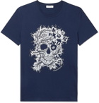 Alexander McQueen - Printed Cotton-Jersey T-Shirt - Blue