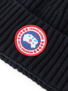 Canada Goose - Logo-Appliquéd Ribbed Wool and Cashmere-Blend Beanie - Black