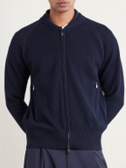 PIACENZA 1733 - Slim-Fit Honeycomb-Knit Cotton Bomber Jacket - Blue