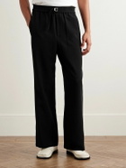 AMI PARIS - Flared Belted Cotton-Twill Trousers - Black
